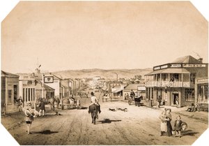 Uitzichten in Adelaide Nr. 2. Hindley Street kijkend naar het Oosten door S. T. Gill